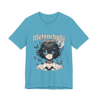 Melancholy Tragedia Anime Tee — Blue Butterflies Graphic T-Shirt