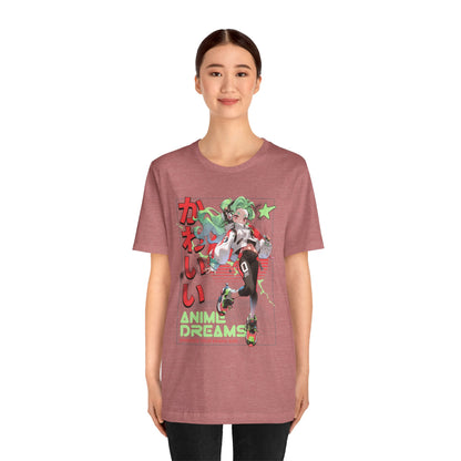 Anime Dreams Kawaii Tee — Neon Retro Anime Girl Graphic T-Shirt