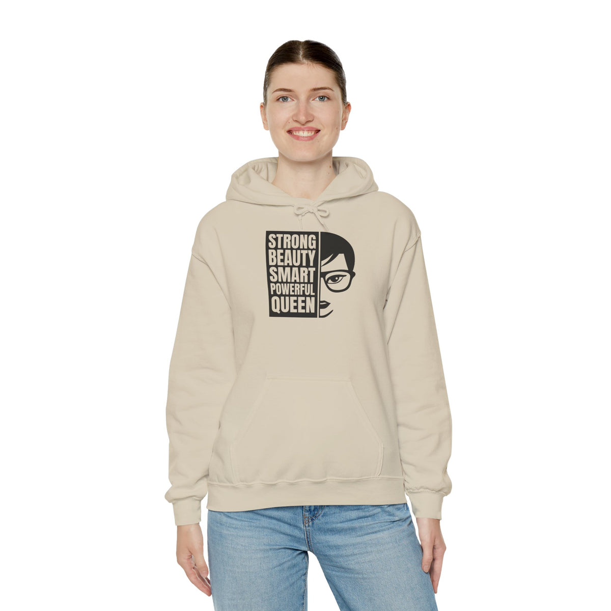 Queen Portrait Hoodie — "Strong Beauty Smart Powerful Queen" Empowerment Sweatshirt
