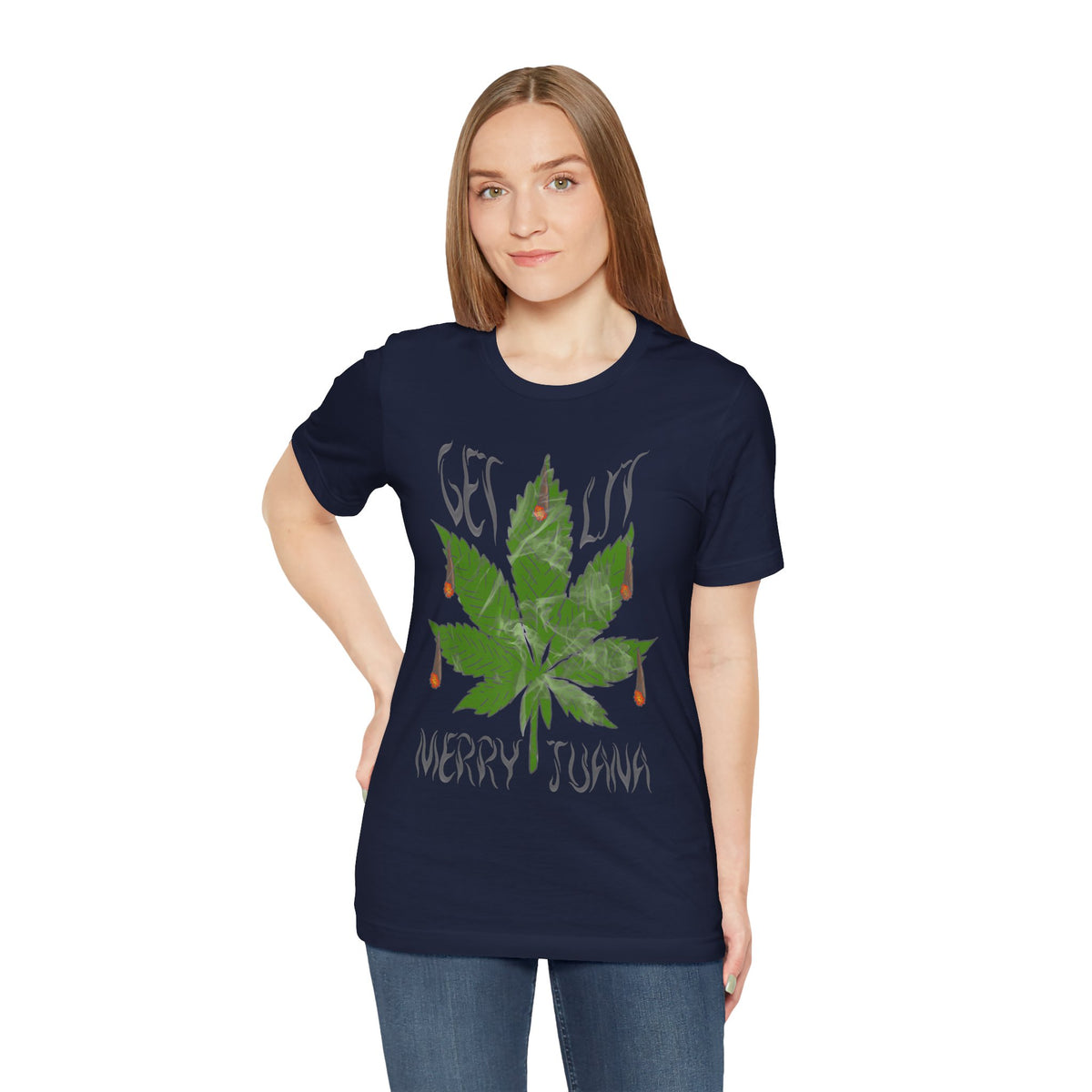 Merry Tijuana Cannabis Leaf Tee — 'Get Lit' Holiday Marijuana T-Shirt