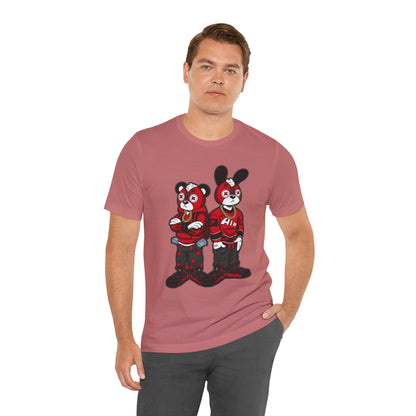 Streetwear Cartoon Bear & Bunny Tee — Hip Hop Graphic T-Shirt