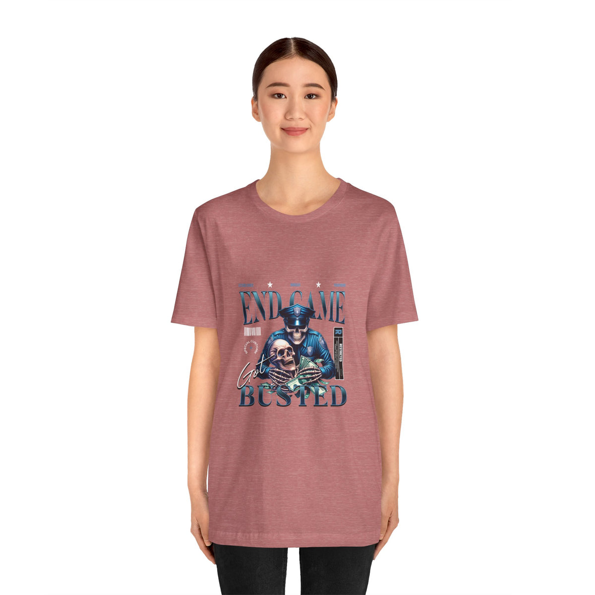 Endgame Got Busted Tee — Police Skull Graphic T-Shirt