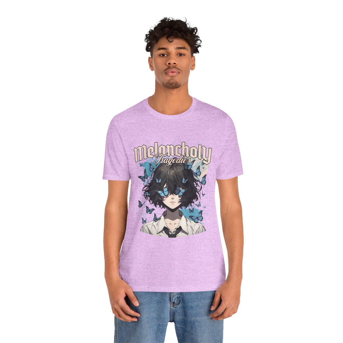 Melancholy Tragedia Anime Tee — Blue Butterflies Graphic T-Shirt