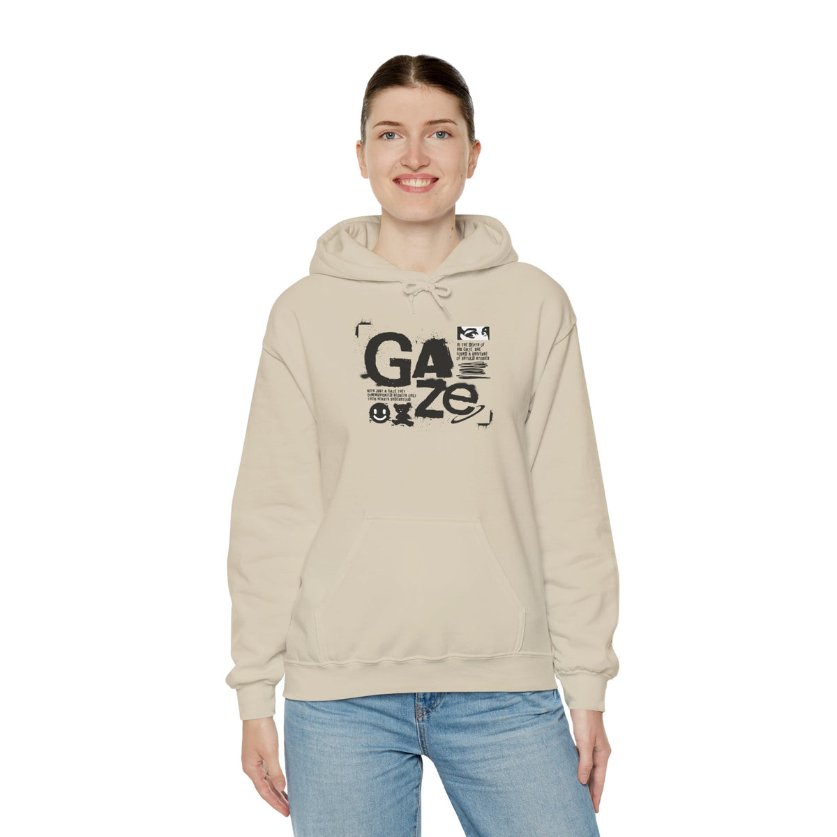 Gaze Graphic Hoodie — Distressed Text Urban Streetwear