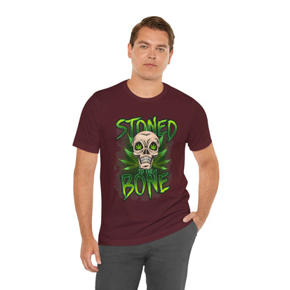 Stoned to the Bone Skull Tee — Cannabis Leaf Graphic T-Shirt
