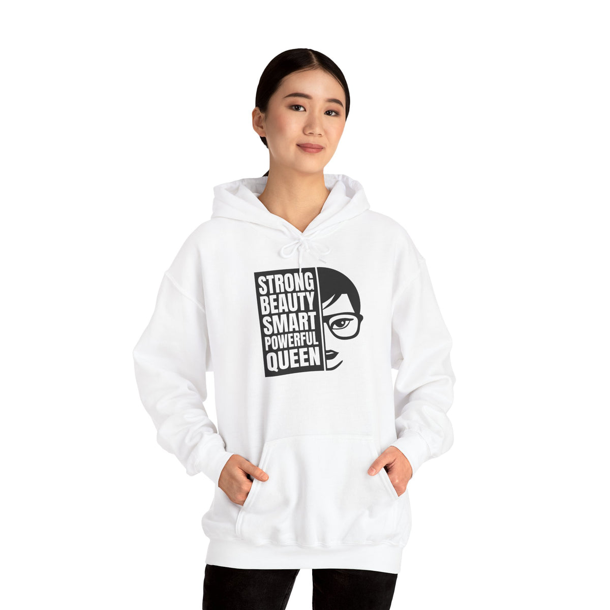 Queen Portrait Hoodie — "Strong Beauty Smart Powerful Queen" Empowerment Sweatshirt