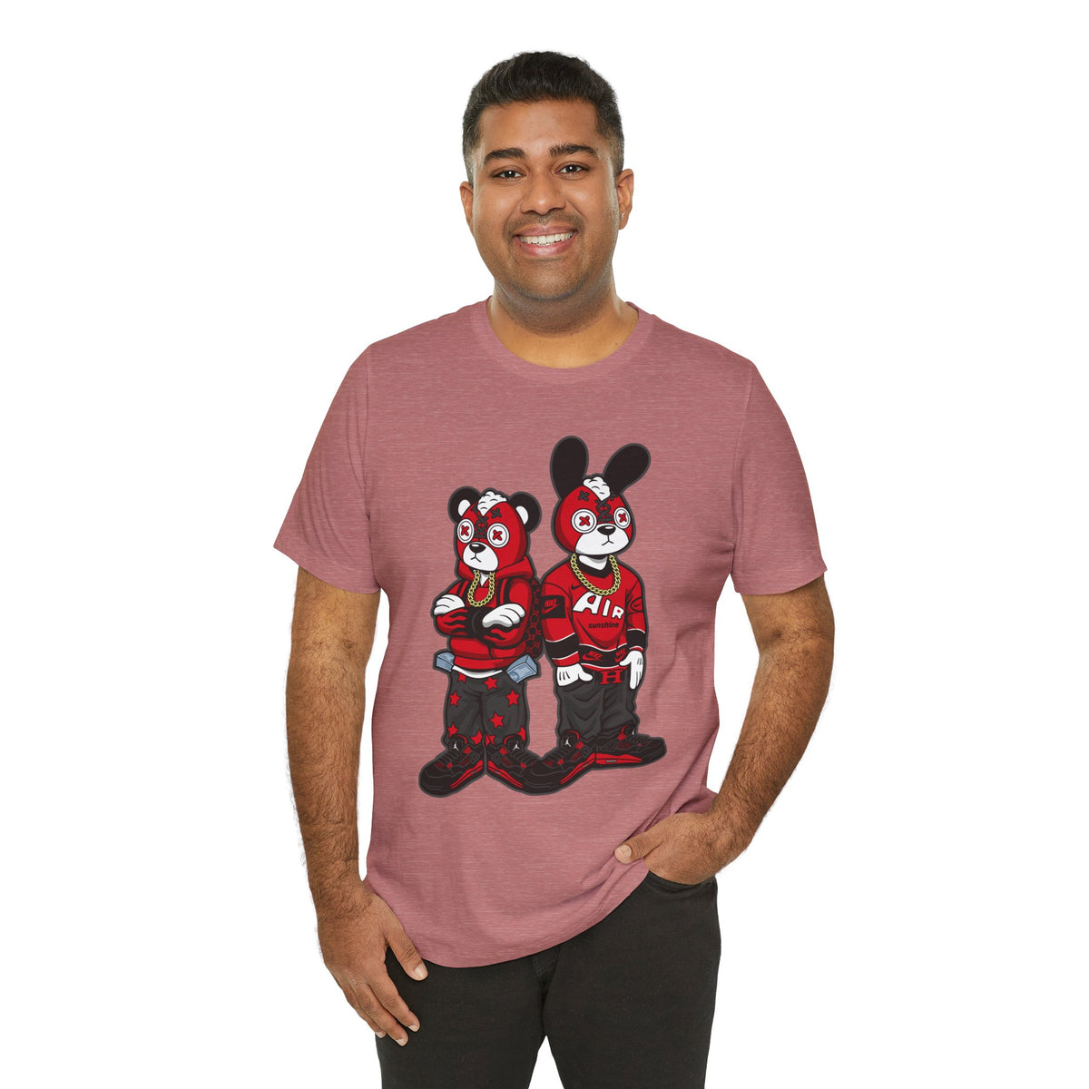 Streetwear Cartoon Bear & Bunny Tee — Hip Hop Graphic T-Shirt