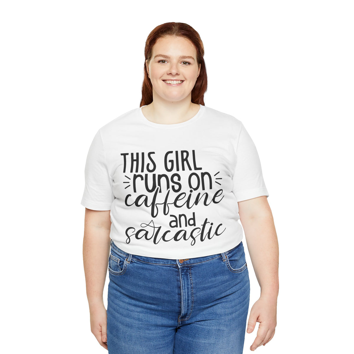Funny Women’s Tee — "This Girl Runs on Caffeine and Sarcastic"