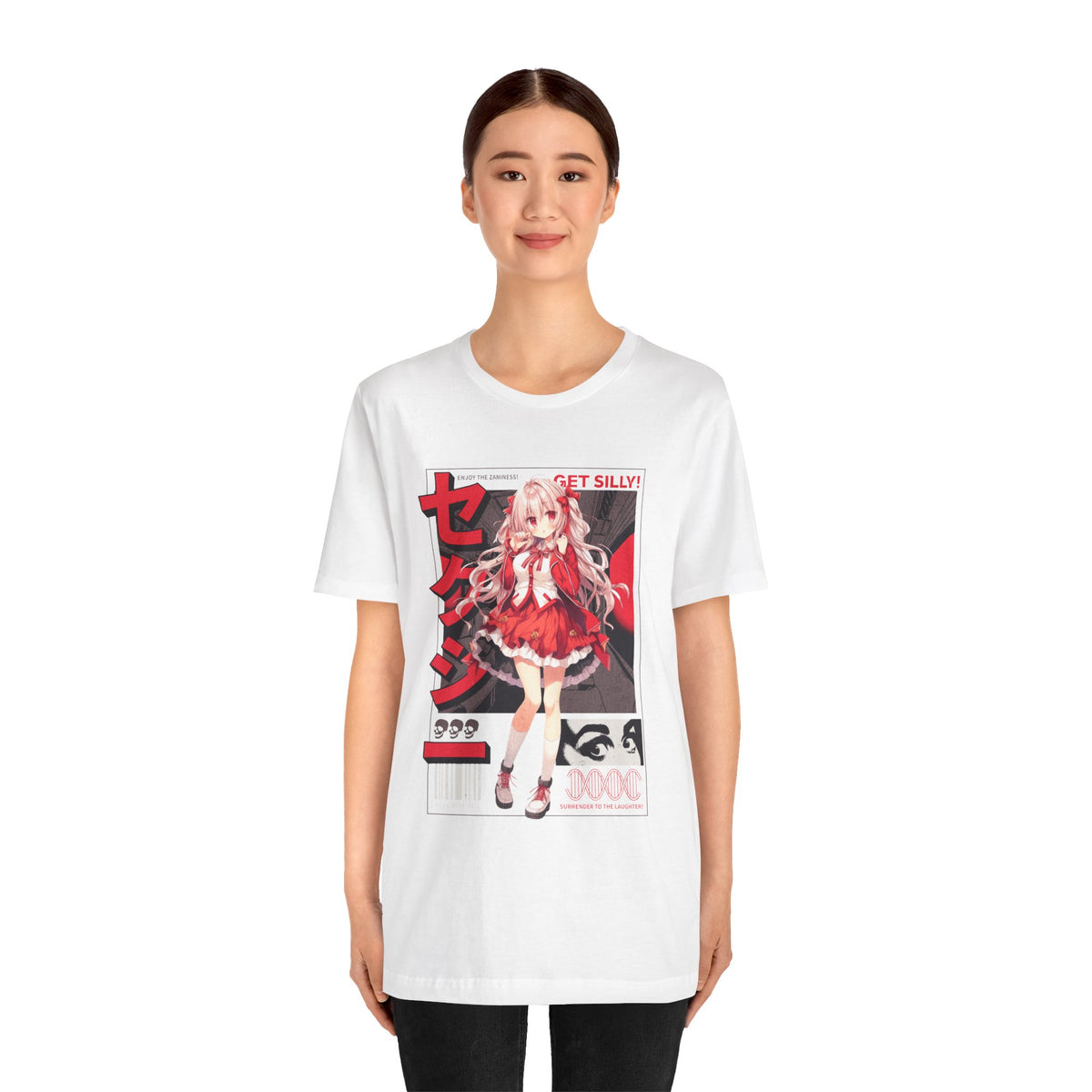 Anime Girl Graphic Tee — "Get Silly!" Red Harajuku Style T-Shirt