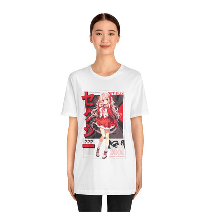 Anime Girl Graphic Tee — "Get Silly!" Red Harajuku Style T-Shirt