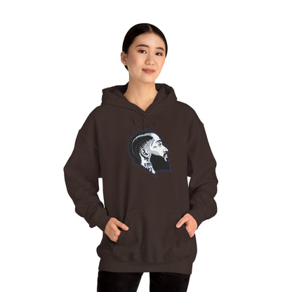 Portrait Graphic NIPSEY – Side Profile Ink Illustration Hooded