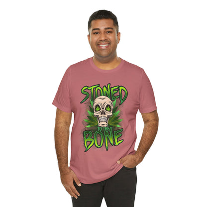 Stoned to the Bone Skull Tee — Cannabis Leaf Graphic T-Shirt