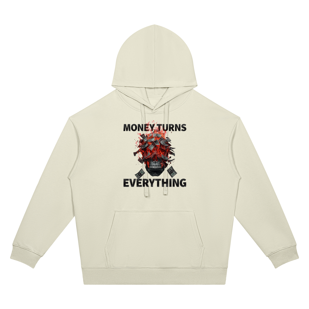 Burning Money Two-Sided Graphic Drop Shoulder Hoodie