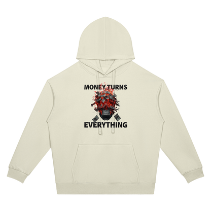 Burning Money Two-Sided Graphic Drop Shoulder Hoodie