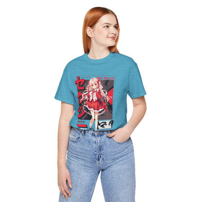 Anime Girl Graphic Tee — "Get Silly!" Red Harajuku Style T-Shirt