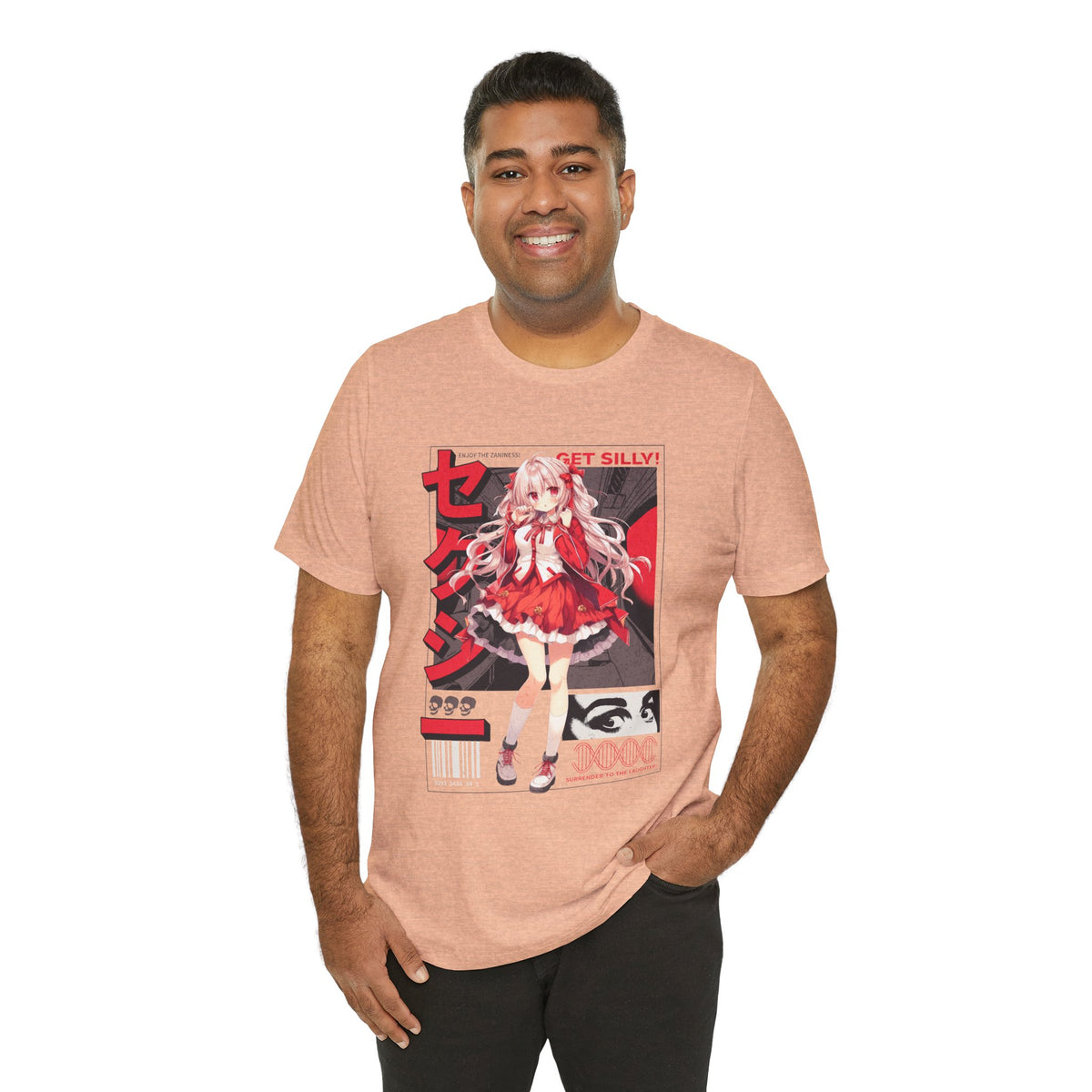 Anime Girl Graphic Tee — "Get Silly!" Red Harajuku Style T-Shirt