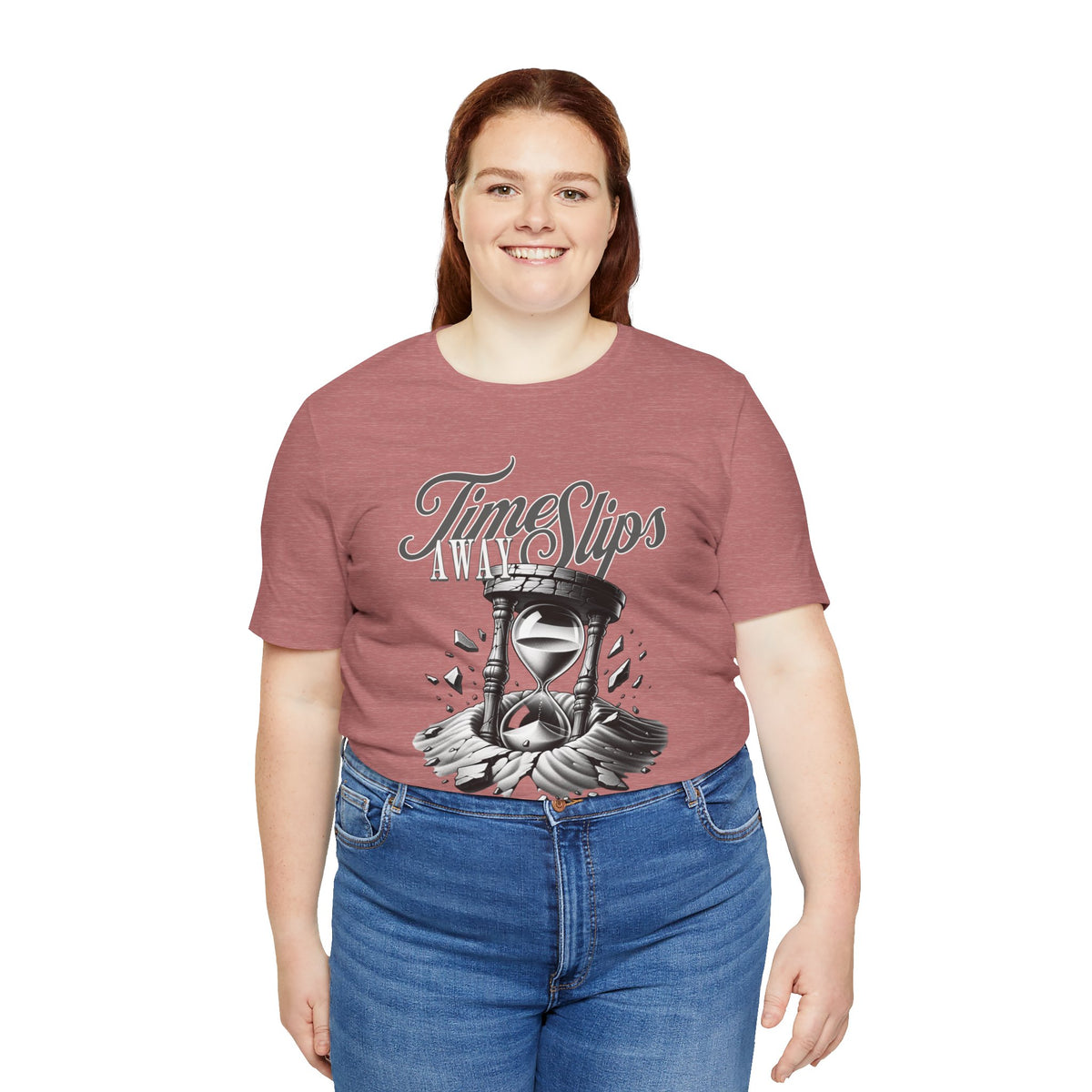 Time Slips Hourglass T‑Shirt — Vintage Black & White Graphic Tee