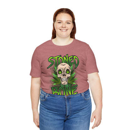 Stoned to the Bone Skull Tee — Cannabis Leaf Graphic T-Shirt