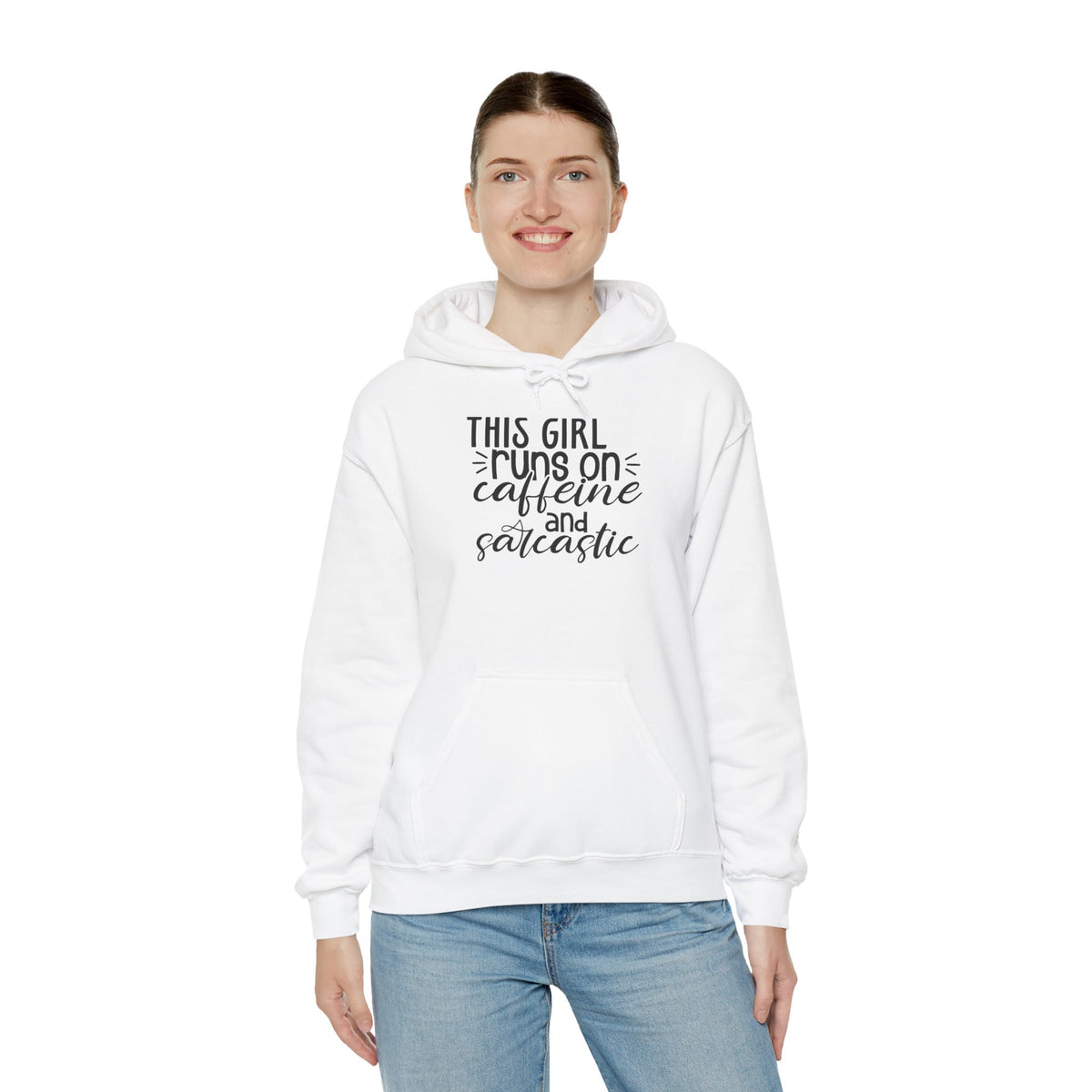 Sarcastic Caffeine Hoodie — "This Girl Runs on Caffeine and Sarcastic" Sweatshirt