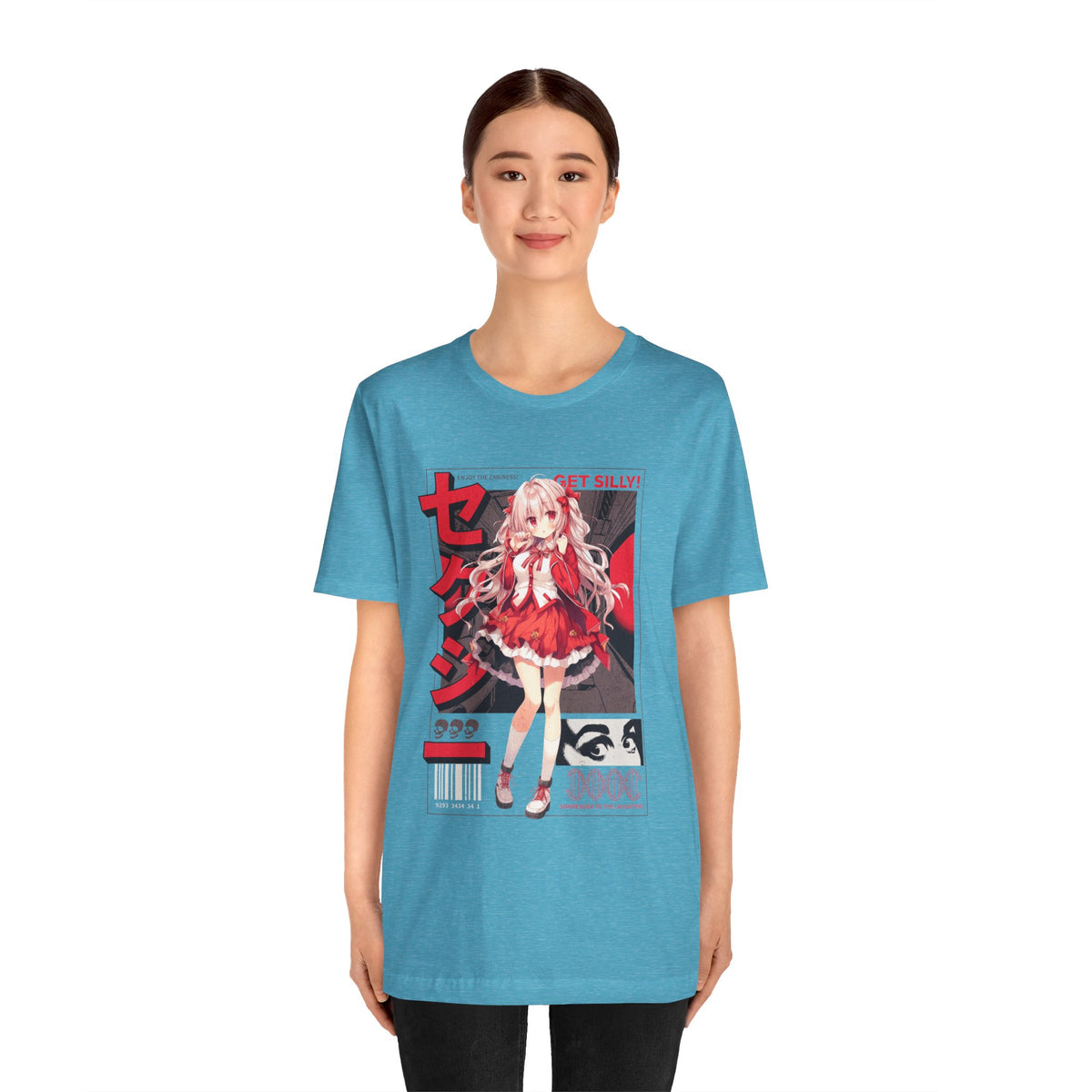 Anime Girl Graphic Tee — "Get Silly!" Red Harajuku Style T-Shirt