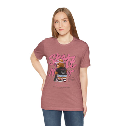 Skate Mom Bear Tee — Cute Pink Skateboard Graphic T-Shirt