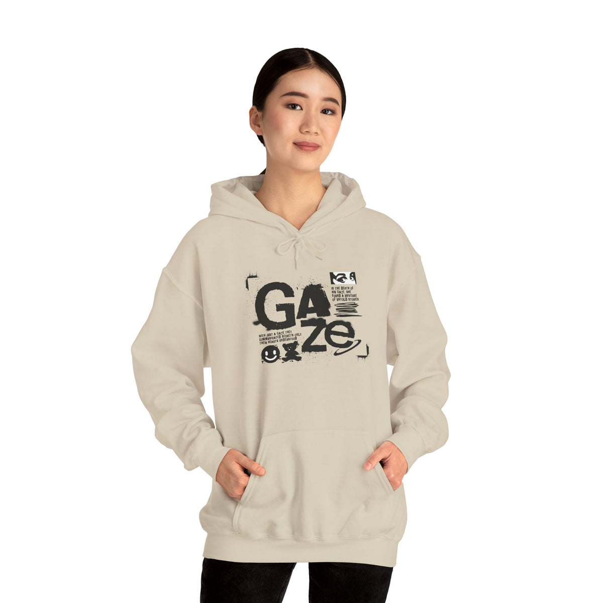 Gaze Graphic Hoodie — Distressed Text Urban Streetwear