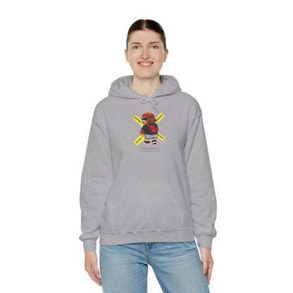 Hockey Bear Graphic Hoodie — 'Never Give Up' Cozy Skate Sweatshirt
