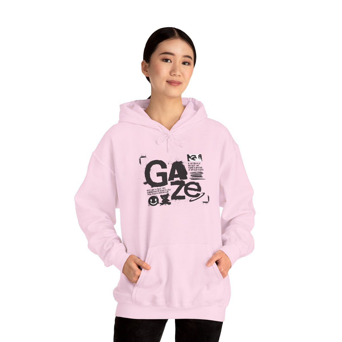 Gaze Graphic Hoodie — Distressed Text Urban Streetwear