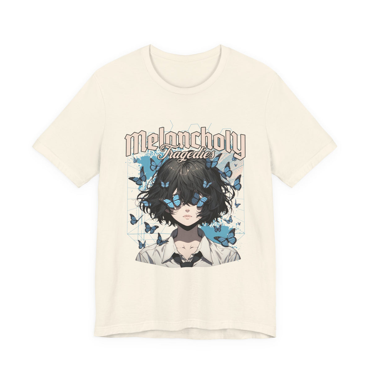 Melancholy Tragedia Anime Tee — Blue Butterflies Graphic T-Shirt