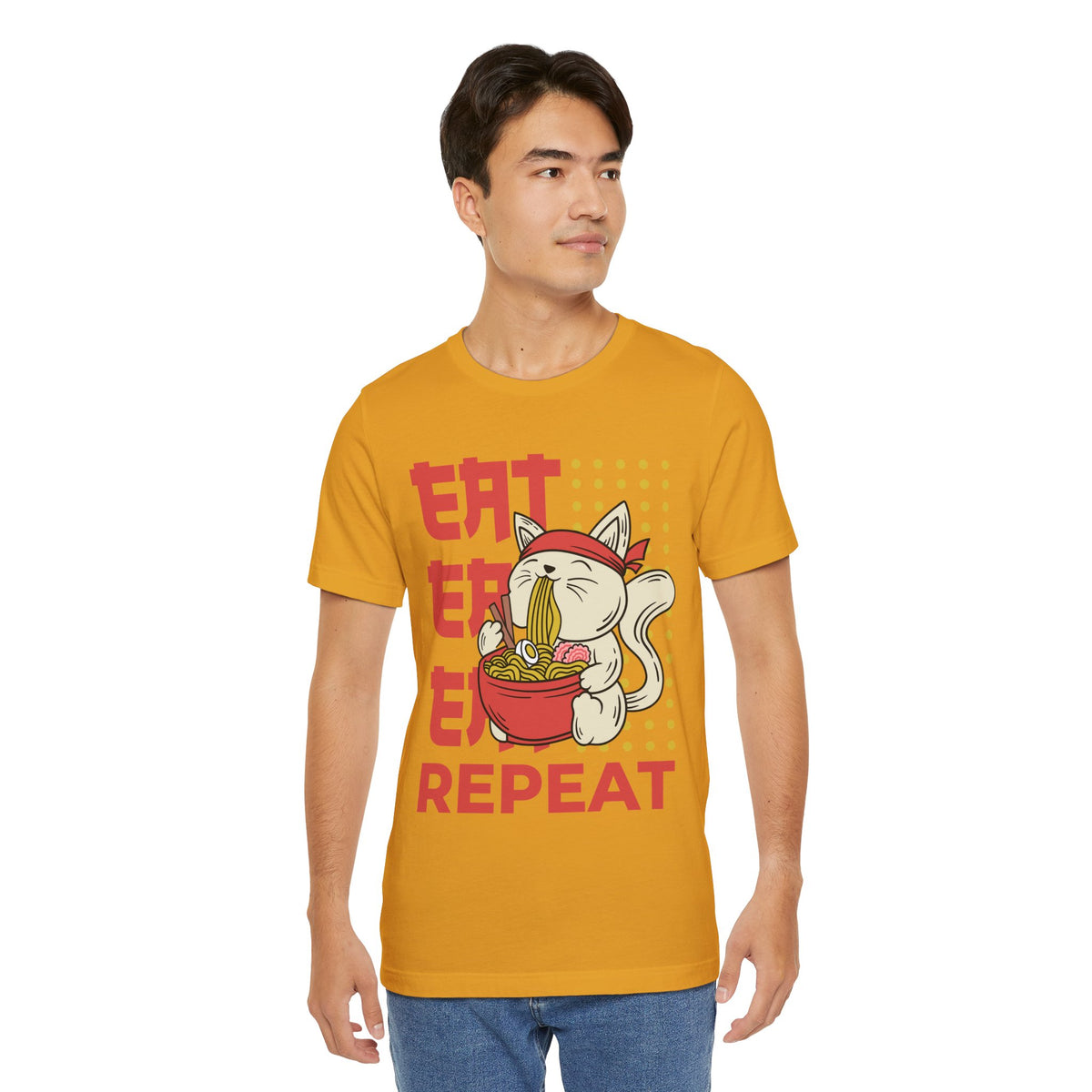 Ramen Cat Tee — "Eat Sleep Repeat" Cute Noodle Lover T-Shirt