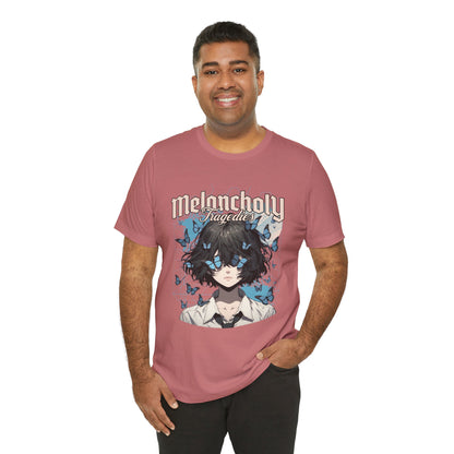 Melancholy Tragedia Anime Tee — Blue Butterflies Graphic T-Shirt