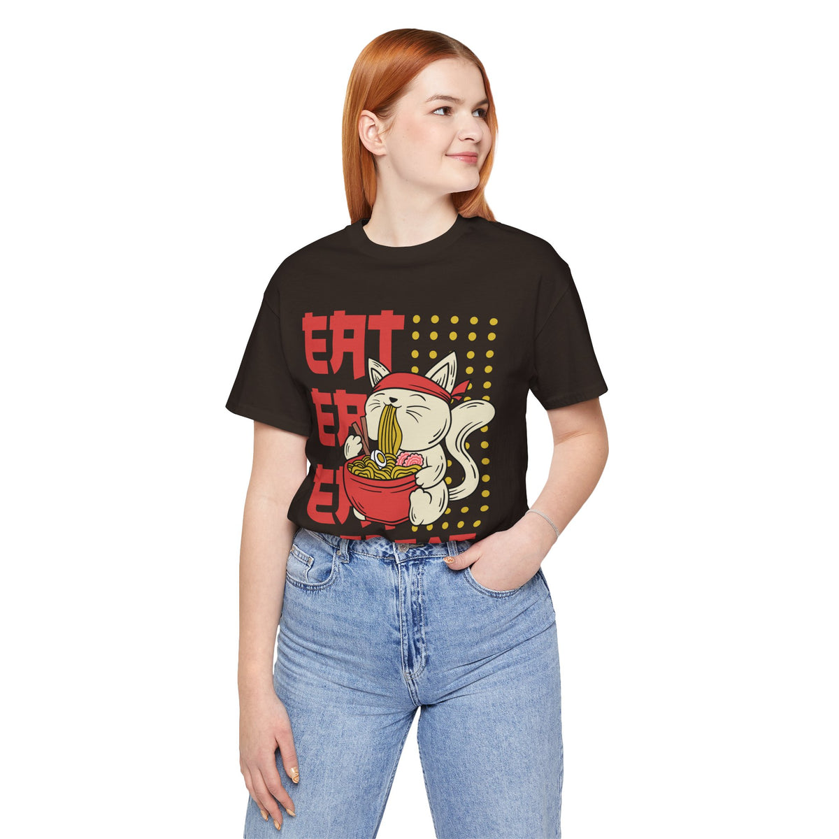 Ramen Cat Tee — "Eat Sleep Repeat" Cute Noodle Lover T-Shirt