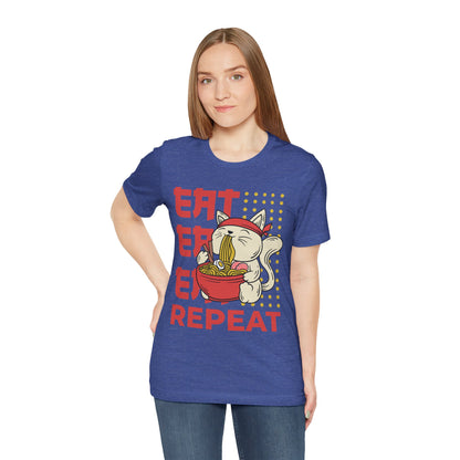 Ramen Cat Tee — "Eat Sleep Repeat" Cute Noodle Lover T-Shirt