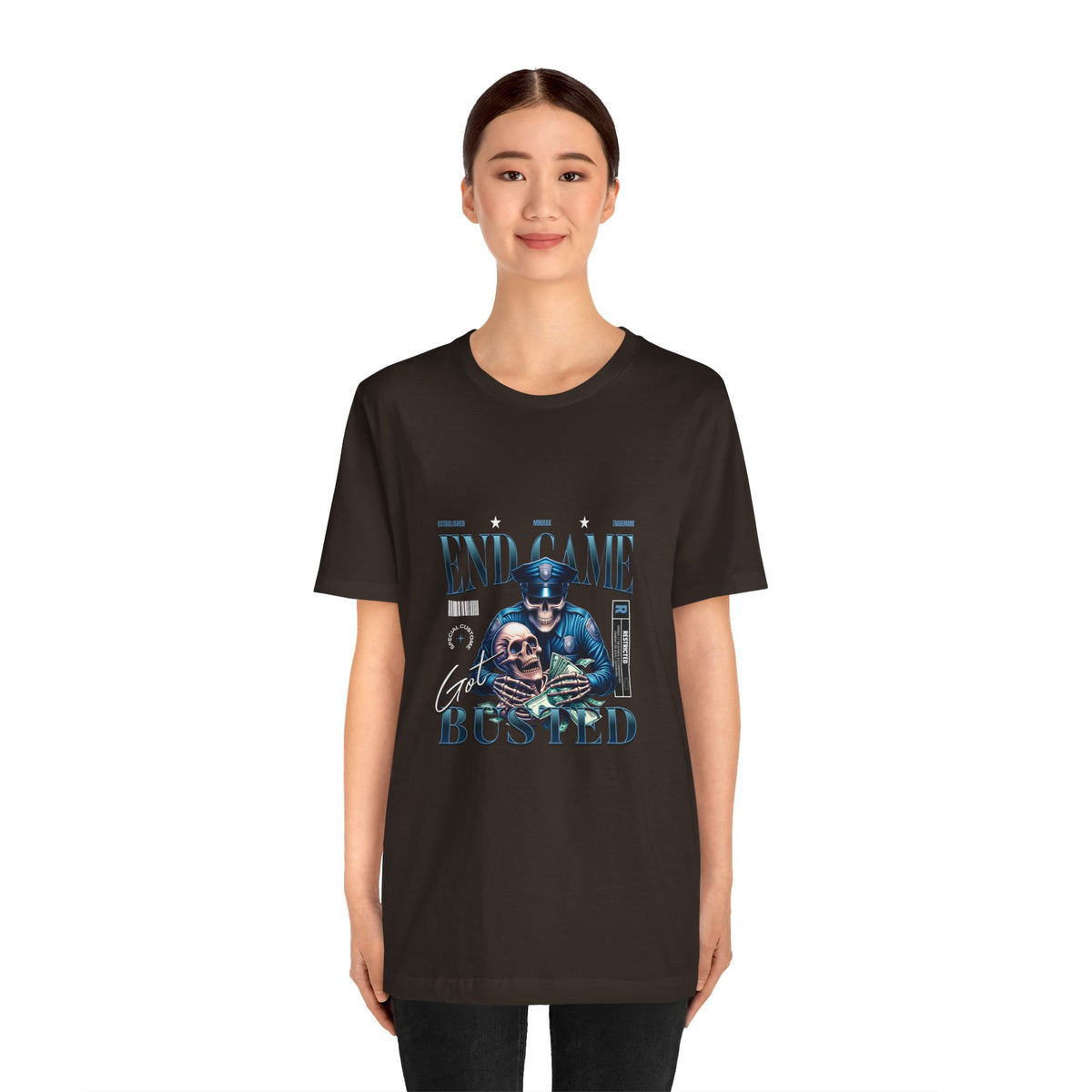 Endgame Got Busted Tee — Police Skull Graphic T-Shirt