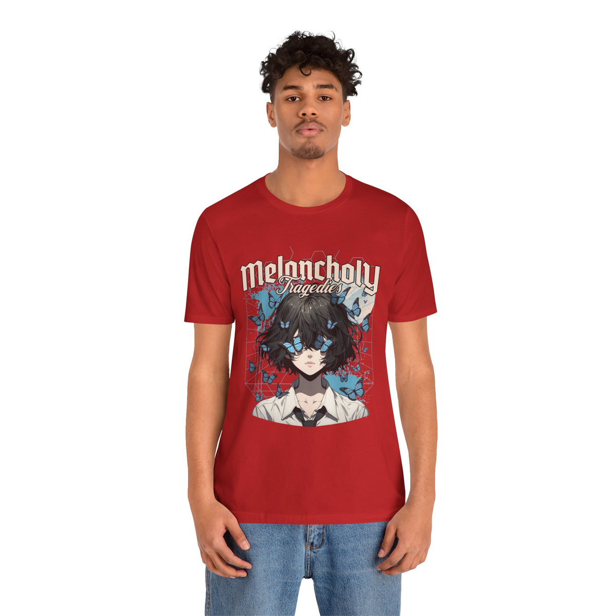 Melancholy Tragedia Anime Tee — Blue Butterflies Graphic T-Shirt