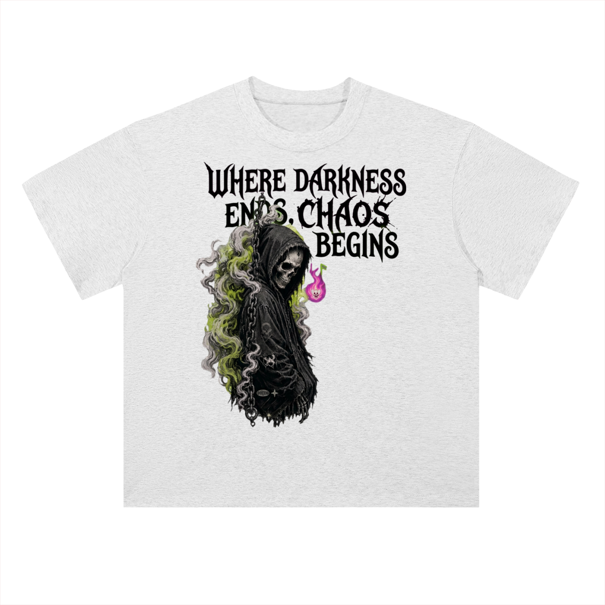 Where Darkness Ends Grim Reaper Graphic Drop Shoulder Tee