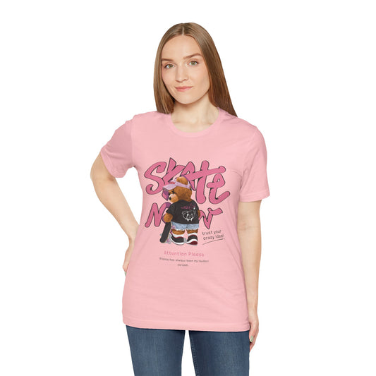 Skate Mom Bear Tee — Cute Pink Skateboard Graphic T-Shirt