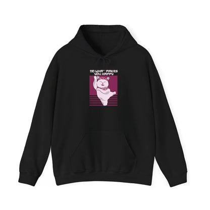 Hoodie — Retro Pink Cat 'Do What Makes You Happy' Graphic Sweatshirt