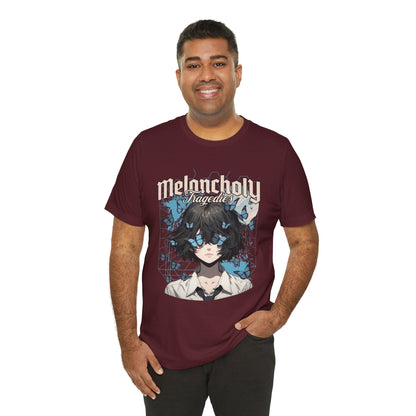 Melancholy Tragedia Anime Tee — Blue Butterflies Graphic T-Shirt