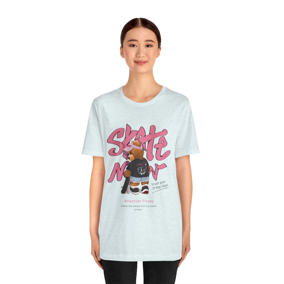 Skate Mom Bear Tee — Cute Pink Skateboard Graphic T-Shirt