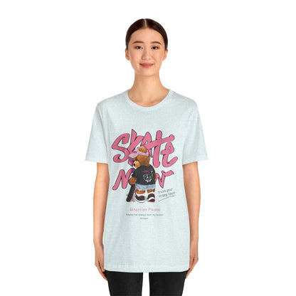 Skate Mom Bear Tee — Cute Pink Skateboard Graphic T-Shirt