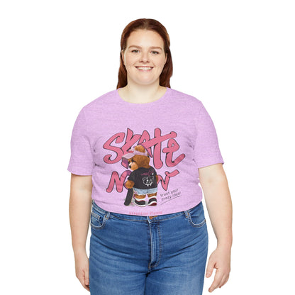 Skate Mom Bear Tee — Cute Pink Skateboard Graphic T-Shirt