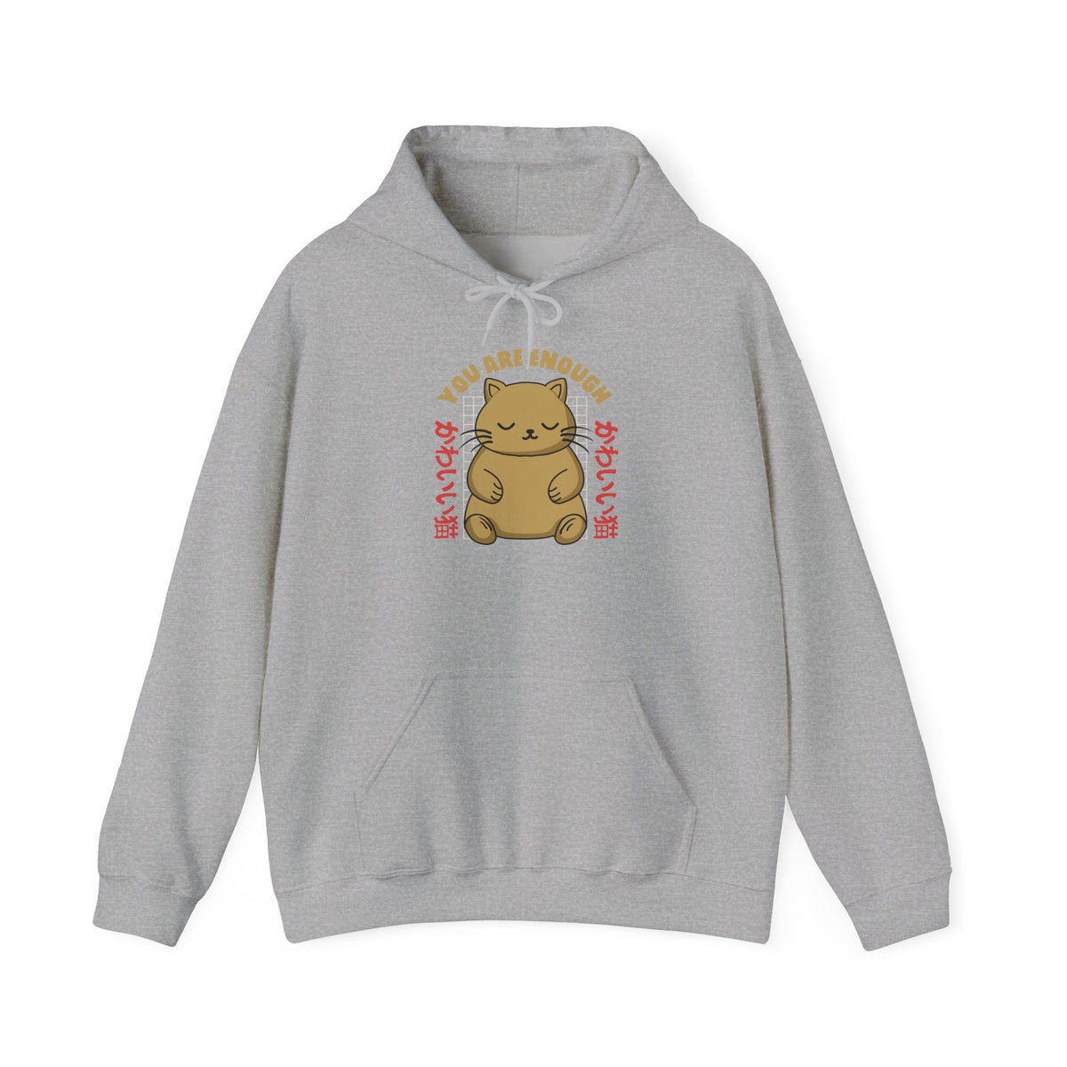 Hoodie — Cute 'You Are Enough' Kawaii Cat Comfort Hoodie