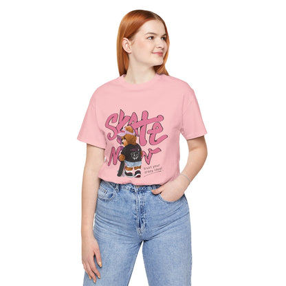 Skate Mom Bear Tee — Cute Pink Skateboard Graphic T-Shirt