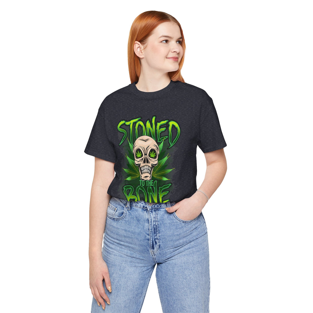 Stoned to the Bone Skull Tee — Cannabis Leaf Graphic T-Shirt