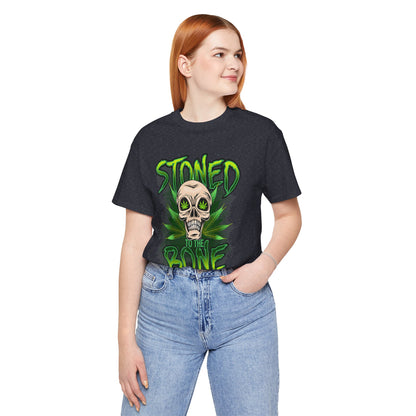 Stoned to the Bone Skull Tee — Cannabis Leaf Graphic T-Shirt