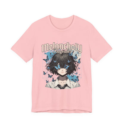 Melancholy Tragedia Anime Tee — Blue Butterflies Graphic T-Shirt