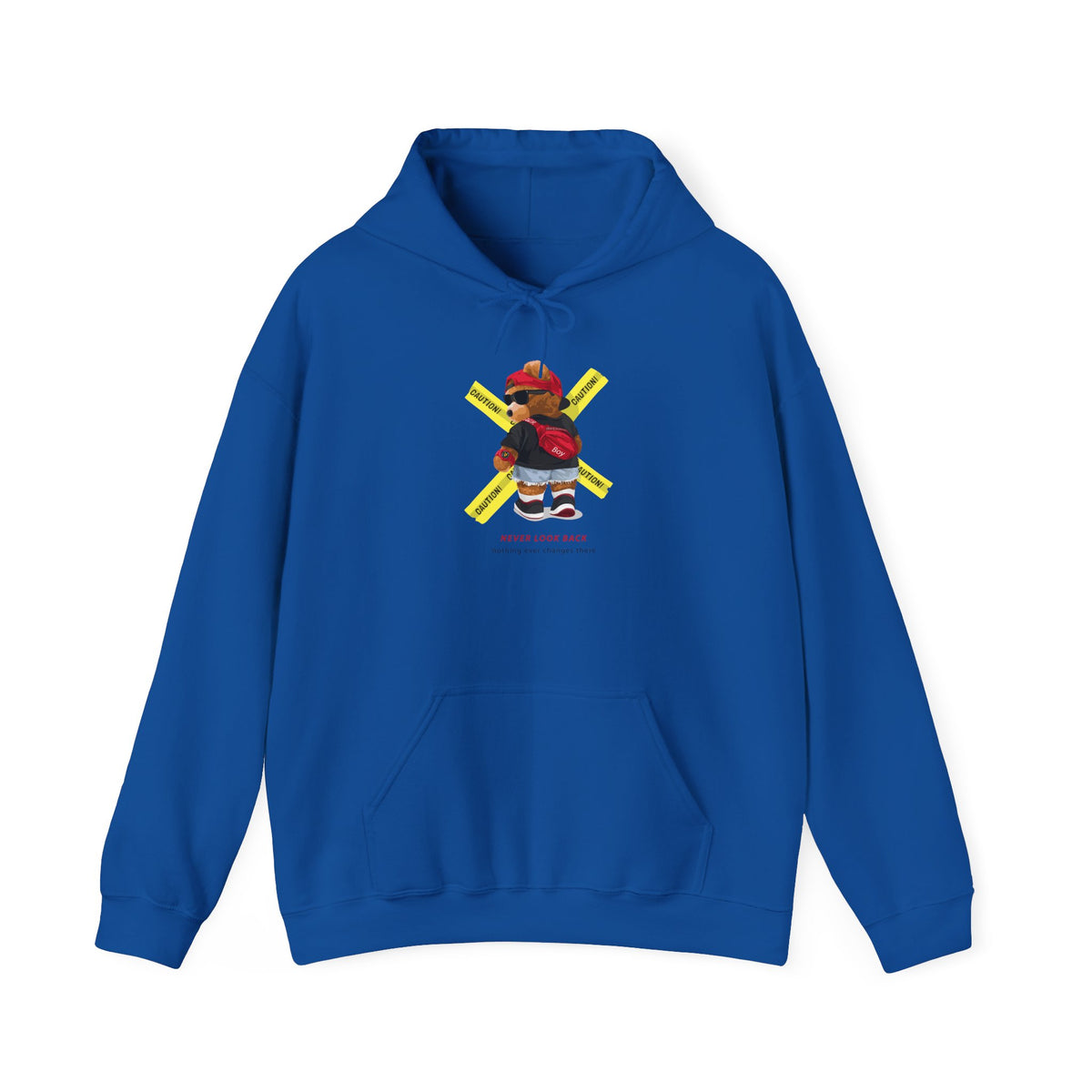 Hockey Bear Graphic Hoodie — 'Never Give Up' Cozy Skate Sweatshirt