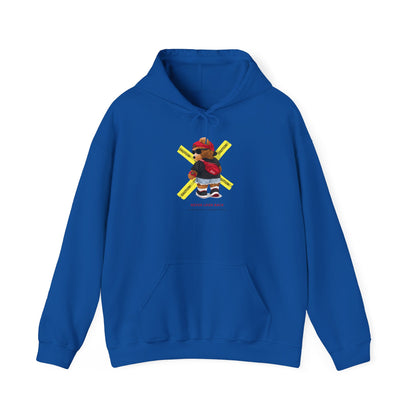 Hockey Bear Graphic Hoodie — 'Never Give Up' Cozy Skate Sweatshirt
