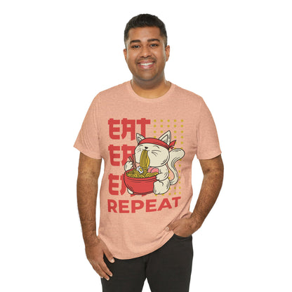 Ramen Cat Tee — "Eat Sleep Repeat" Cute Noodle Lover T-Shirt